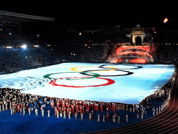 bandera olímpica JJOO Barcelona 92
