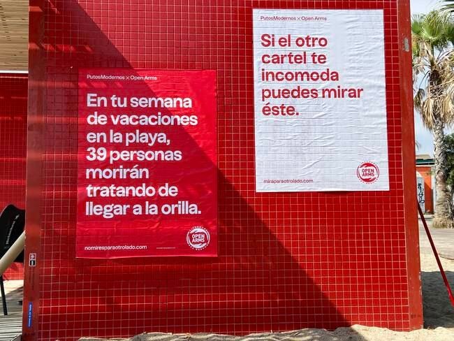 Cartel publicitario de Putos modernos para Open Arms